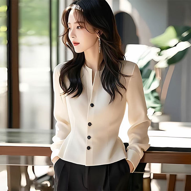 伊芙家超火白色衬衫女上衣商场同款女装2025新款开春外套女士衬衣