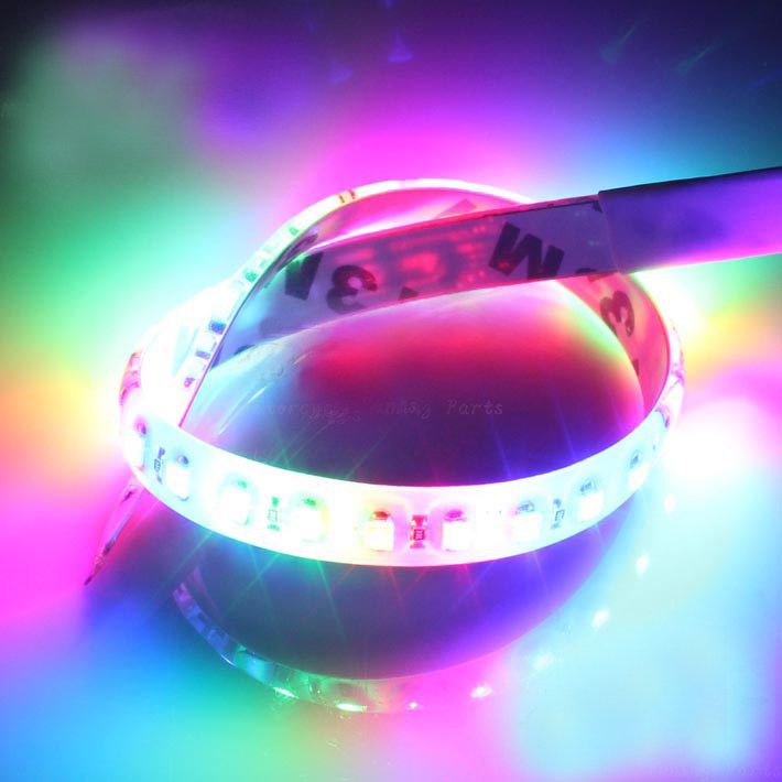 汽车摩托车led七彩霹雳游侠12v灯条扫描呼吸灯彩灯带跑马爆闪灯