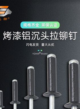 沉头铝合金开口烤漆烤黑抽芯铆钉平头铝制黑色拉钉拉铆钉GB12617