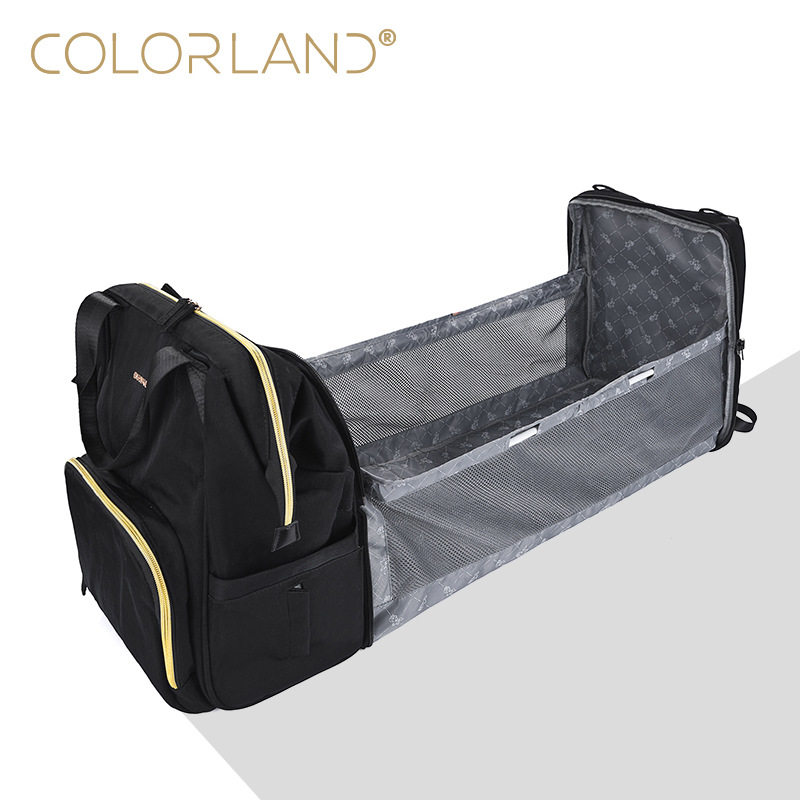 COLORLAND跨境新款大容量妈妈母婴包 叠婴儿床包多功能妈咪包