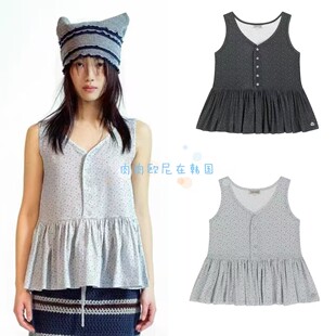 现货 韩国coyseio 26春季新款 复古日系可爱印花无袖吊带背心上衣