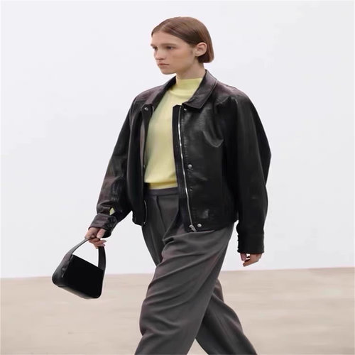 宽松复古慵懒风机车皮衣