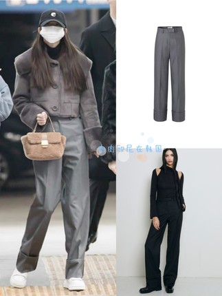 现货 notyourrose 张元英同款休闲裤 经典百搭卷边直筒西裤长裤女