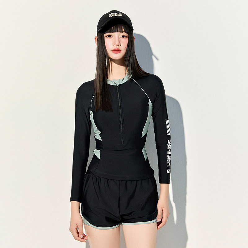 分体泳衣保守女士2025新款微胖遮肉显瘦温泉游泳馆专业长袖游泳装