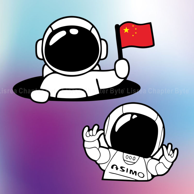 卡通太空人宇航员创意汽车贴纸电动摩托车贴划痕遮挡头盔装饰贴画