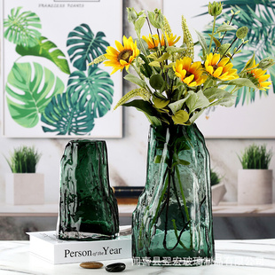 北欧风山水玻璃花瓶鲜花干花插花客厅餐桌家居花器摆件装 新款 饰品