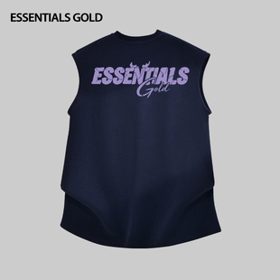 ESSENTIALS创意裂痕恶魔字母印花坎肩背心男夏季百搭纯棉无袖上衣