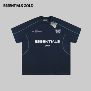 ESSENTIALS纯棉字母印花拼接明线条短袖 潮牌宽松T恤上衣 男女夏季