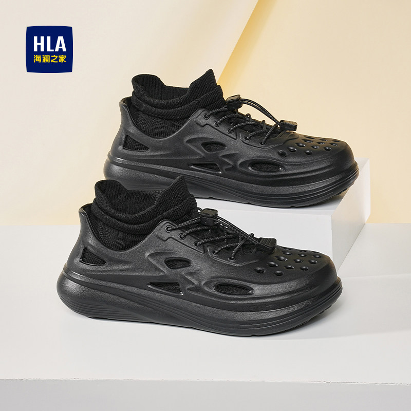 海澜之家洞洞鞋男2025新款冬季外穿防滑耐磨四季时尚套脚袜子凉鞋