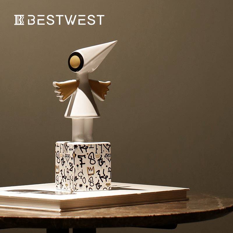 best west 纪念碑谷艾达乌鸦人彩绘釉面陶瓷摆件ins家居玄关软装