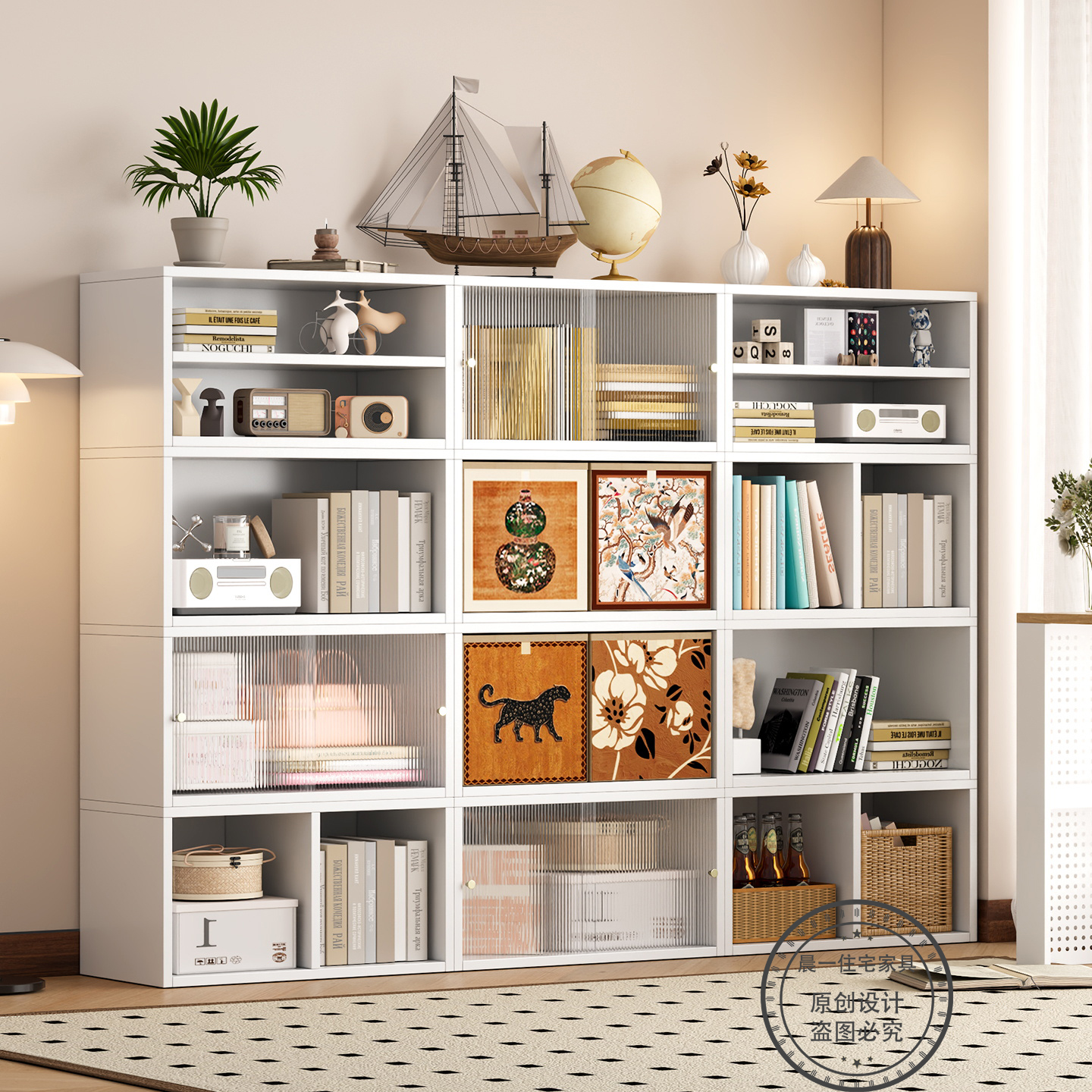 钢制格子自由组合书柜