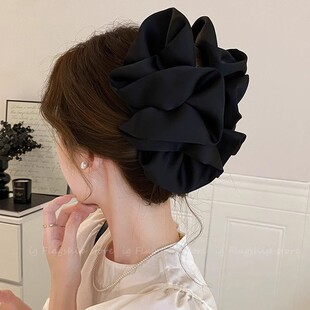 韩系缎面云朵泡泡抓夹女高级感大号鲨鱼夹2025新款显脸小发夹头饰