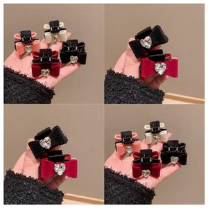 朵儿朵~韩国丝绒蝴蝶结发夹女侧边夹刘海夹公主头高马尾小抓夹子