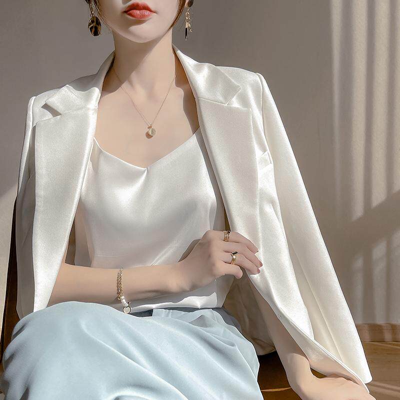 仿真丝吊带背心女内搭白色美背醋背心吊带