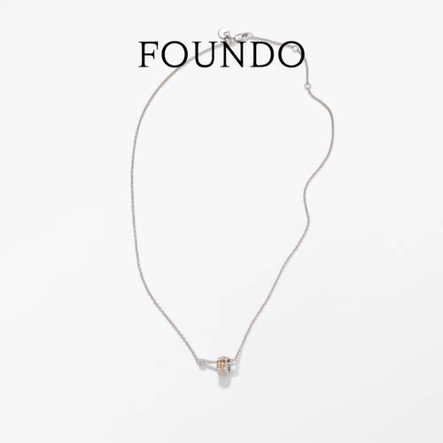 FOUNDO18K金空镶十字骨头项链