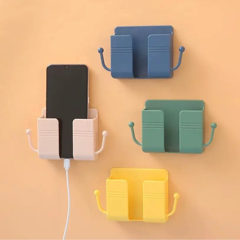 【一套4个】壁挂手机遥控器充电收纳盒加大背胶挂钩免打孔置物盒,收纳整理,壁式收纳盒,淘宝优惠券,粉丝福利购,淘宝优惠卷
