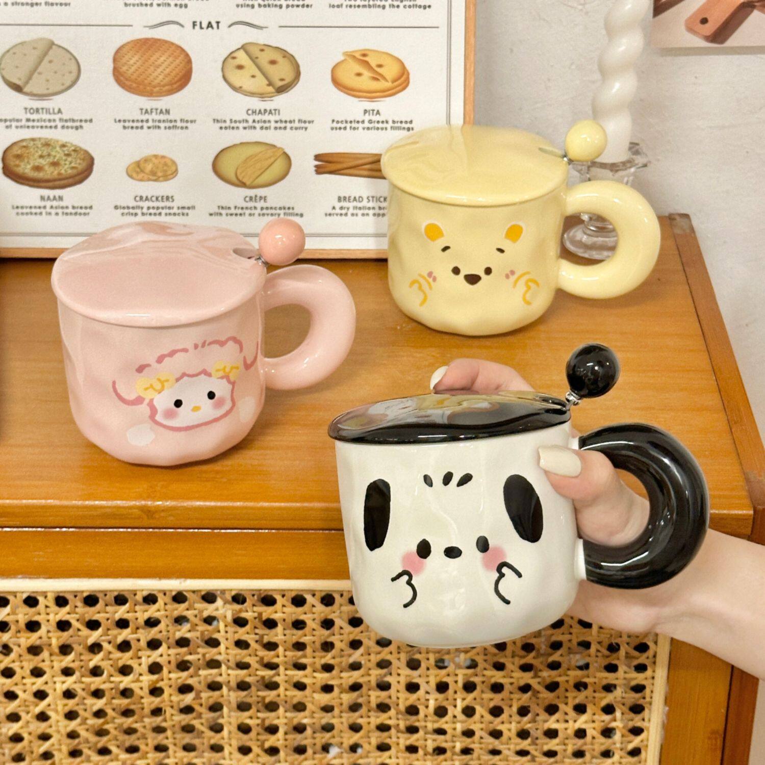陶瓷马克杯带盖勺高颜值