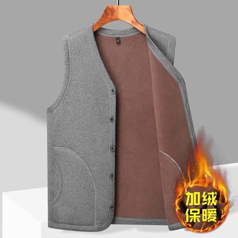 秋冬季男士抓绒马甲加绒加厚保暖坎肩背心中老年爸爸冬装无袖外套,男装,常规马甲,淘宝优惠券,粉丝福利购,淘宝优惠卷