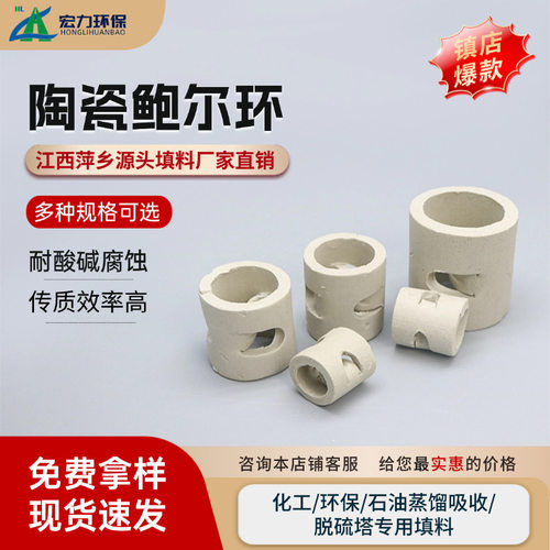 陶瓷鲍尔环填料 25/38陶瓷鲍尔环 耐酸耐热陶瓷散堆填料 厂家直销