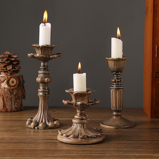 饰品雕花烛台摆件 欧式 复古树脂工艺品浪漫烛光晚餐桌面婚庆气氛装
