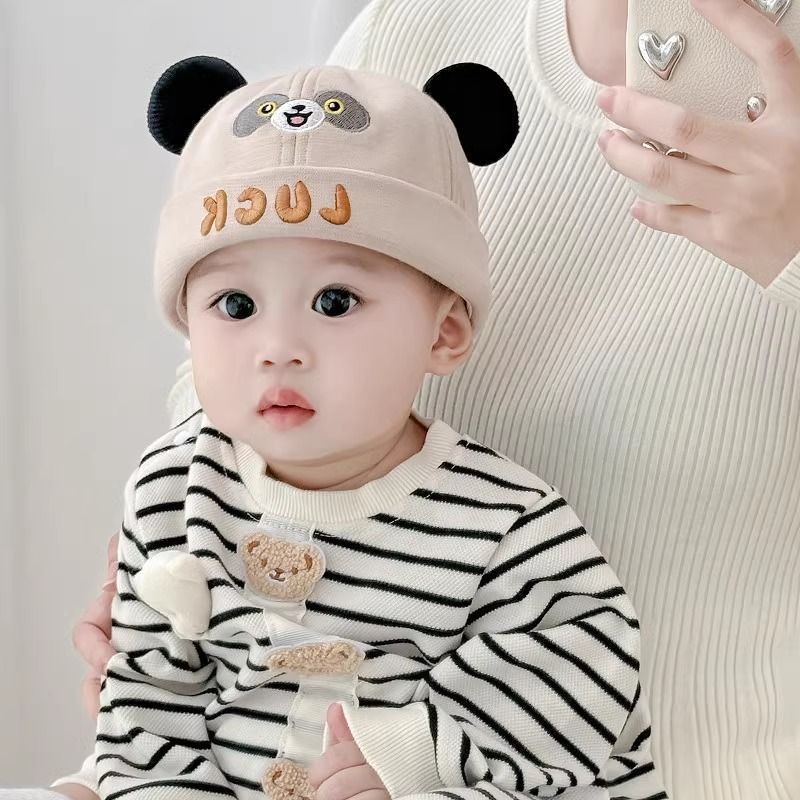 婴儿帽子春秋超萌幼儿小童熊猫造型海盗帽春天薄款男女宝宝地主帽