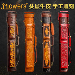 JFLOWERS台球杆盒JF真皮6孔六孔杆桶台球杆杆包大头杆装球杆包G