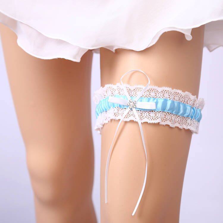 欧式蕾丝多色蝴蝶结水钻婚礼吊袜带新婚饰品脚饰腿环