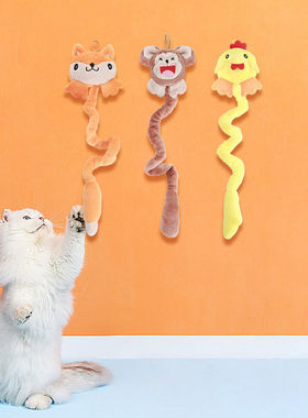 宠物用品创意毛绒玩具弹簧可悬挂宠物玩具含猫薄荷响耐咬猫咪玩具