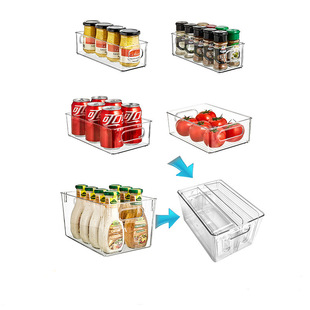 厨房冰箱收纳盒PET透明收纳盒饮料蔬果橱柜储物保鲜收纳盒五件套