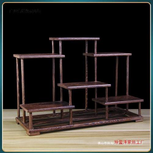 1C2W茶架实木紫砂壶架子茶具架榫卯博古架鸡翅木多阁展示架