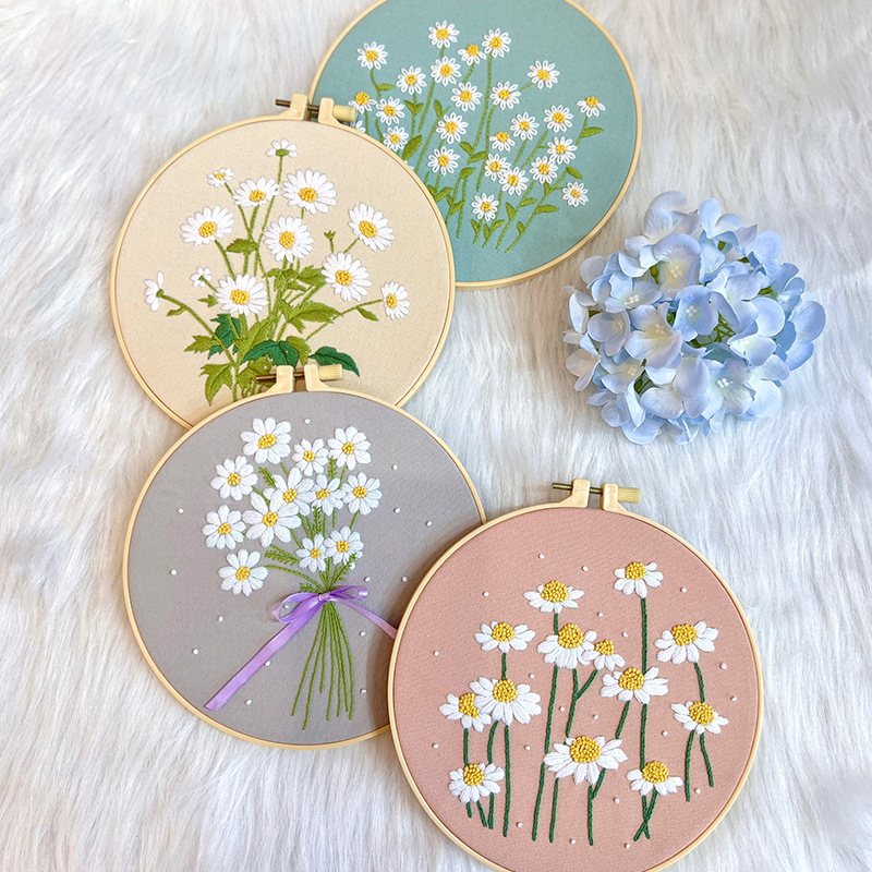 刺绣手工diy材料包 春夏花束欧式创意挂画鲁绣立体手捧花装饰画图片