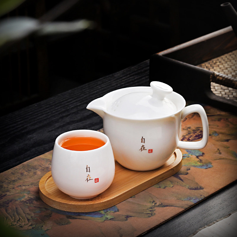 白瓷家中防烫一人饮泡茶壶
