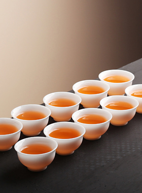 德化冰种玉瓷功夫茶杯陶瓷10只装高档白瓷杯子家用小号岩茶待客杯