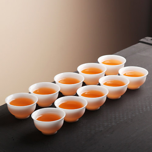 纯色冰种玉瓷小号茶杯10只装