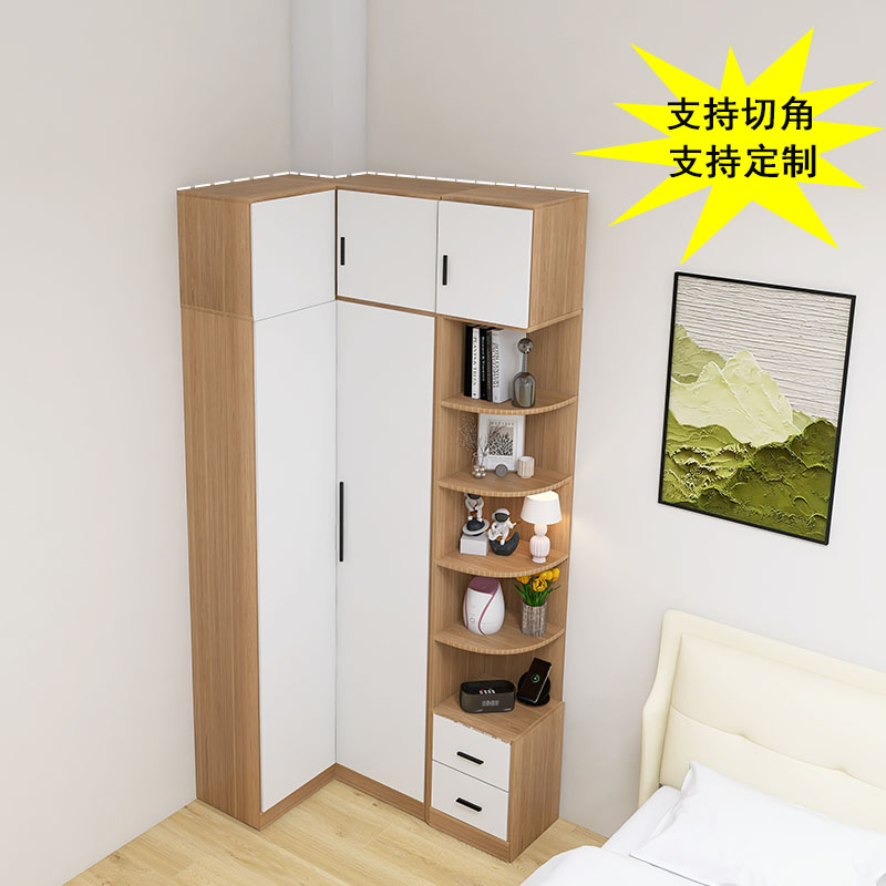 L型转角衣柜带床头柜一体家用拐角卧室衣柜现代墙角柜床边小衣柜