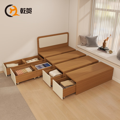 实木生态板自由组合拼接床可定制