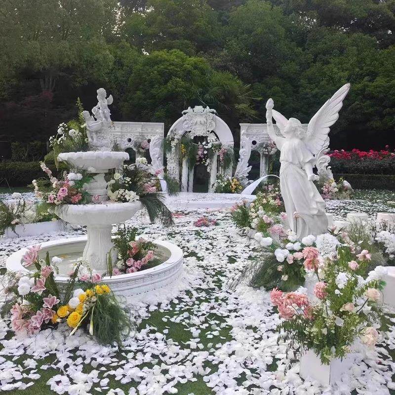 婚庆泡沫雕塑欧式城堡罗马柱拱门龙凤盘浮造型户外大型道具美陈