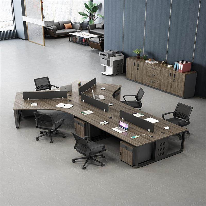 办公室职员办公桌3人6人8人位电脑创意员工办公桌椅组合简约现代