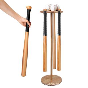 新品木质棒球支架家用客厅落地式棒球棍收纳架实木棒球棍展示架
