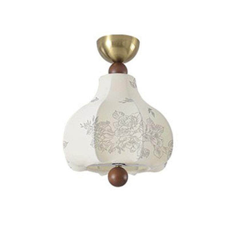 法式复古南洋风吸顶灯中古玄关入户过道阳台走廊新款花纹布艺灯具