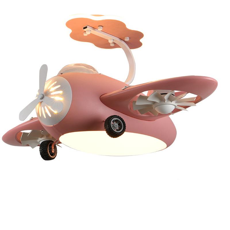 风扇灯飞童房吊灯具简约卡男女孩机房间卧室灯电扇吊扇灯通4/大观