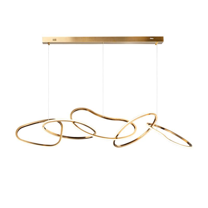 餐厅吊灯轻奢创意个吧台性客极厅简北欧风不锈钢圆圈造艺术型灯具