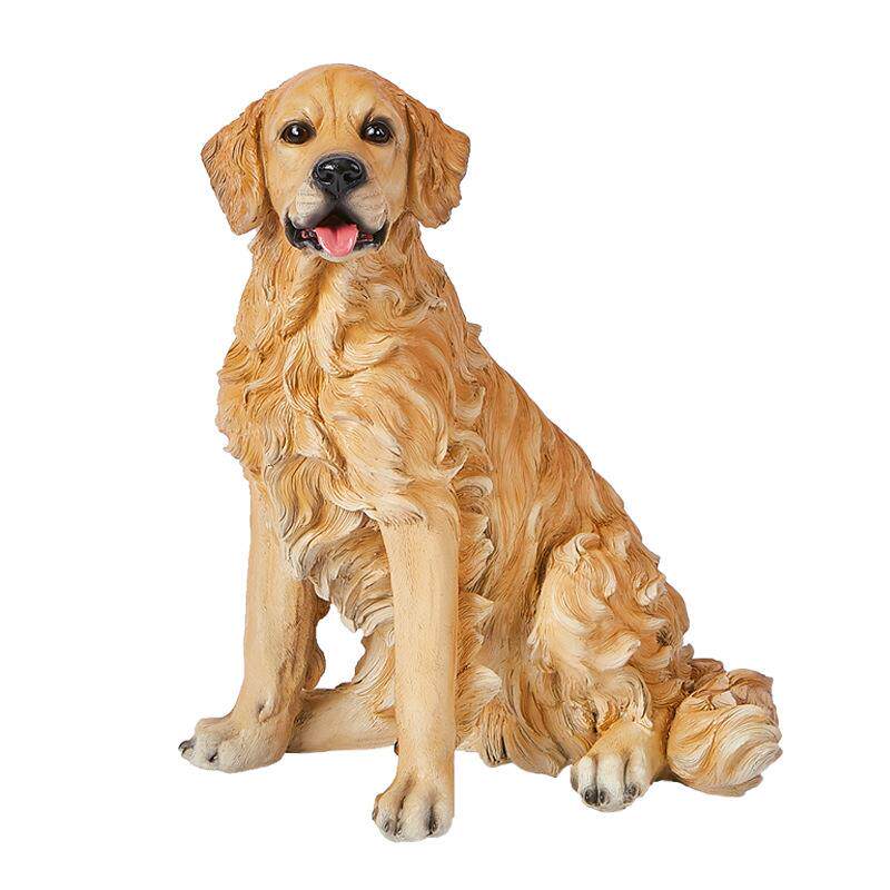 创意款动物雕塑树脂工艺品仿真金毛犬摆件看门狗模型客厅家居摆件