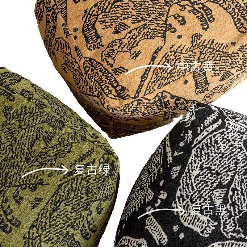 中古绿法式复古色提花吉象轻沙奢坐墩客厅卧室软风吉象墩子凳发脚