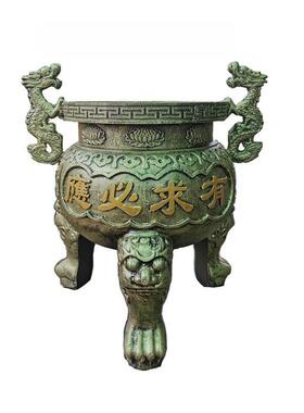 寺庙大型焚烧插香炉拜佛宗祠堂铸铁圆形平口三足鼎土地庙道观室外