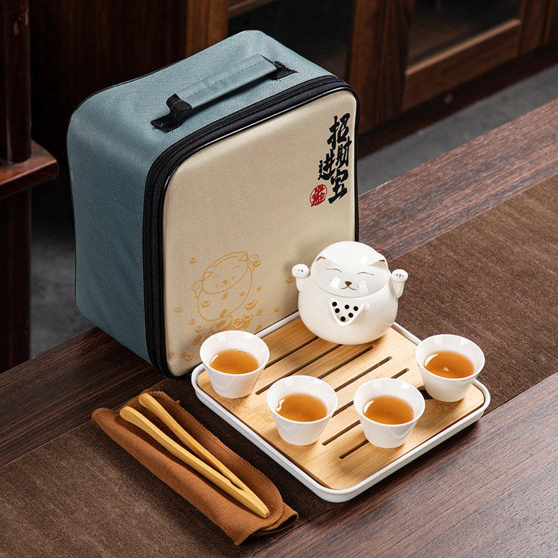 旅行功夫茶具一壶四杯家用户外便捷式简约陶瓷泡茶壶茶具伴手礼品