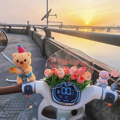 电动车装饰爱玛改造小配件元pro适用于冠能雅迪q50专用郁金香配饰