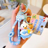 夏季 卡通喝饮料小动物钥匙扣可爱儿童背包挂件饰品潮流钥匙链配饰