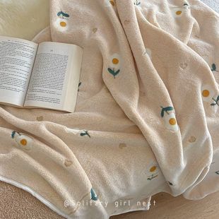 珊瑚绒学生宿舍被子空调毯盖毯小毯子 毛毯办公室午睡毯秋冬季 薄款