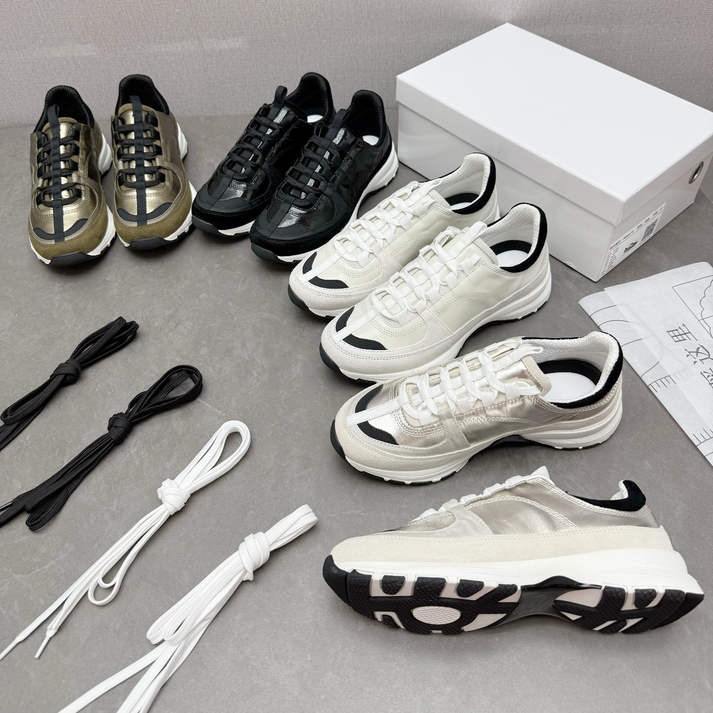 莞产高货真皮拼网布系带运动休闲女鞋 小香风拼色增高老爹鞋